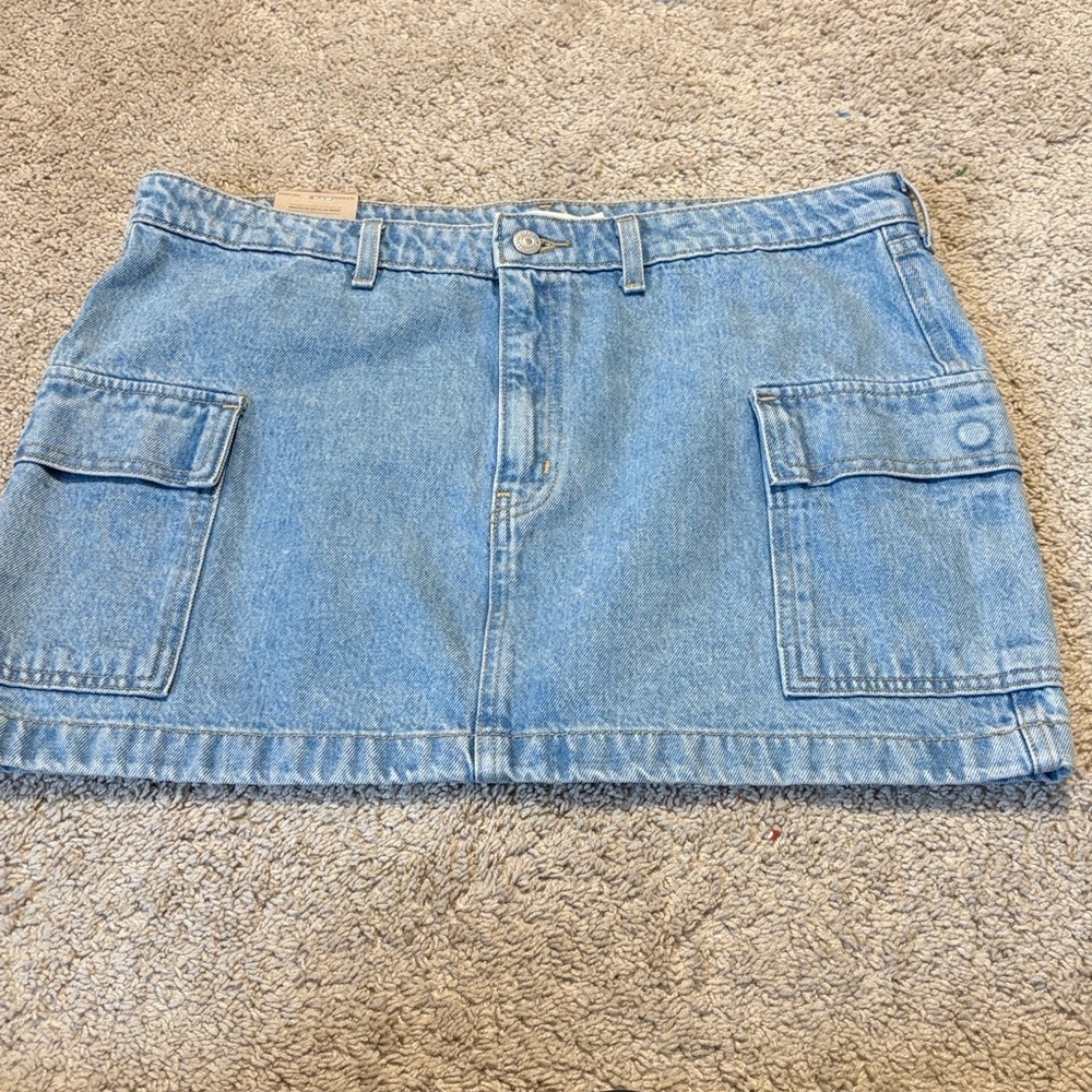 Levis 94 Cargo Denim Mini Skirt Streetwear Gorpcore Classic Casual Blue 32 NWT